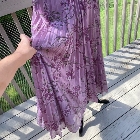 Vintage 60s 70s Floral Pleat Bow Cottagecore Dress - Picture 8 of 12